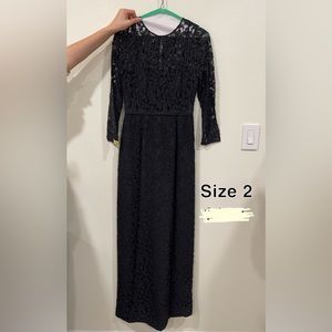 Black Long sleeve, Maxi lace Dress, size 2